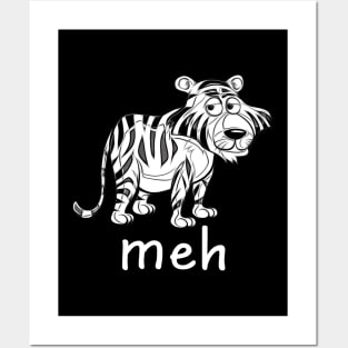 sad face Meh tiger Funny Gift Cat for Cat Lovers Posters and Art